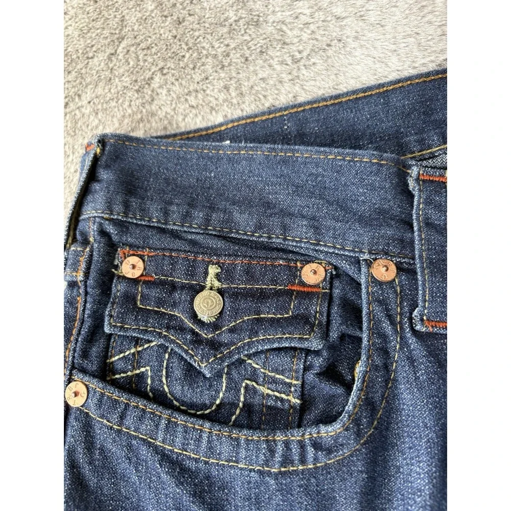 True Religon Ricky Mens Jeans Blue Denim Size 38x32‎ Flap rear pockets